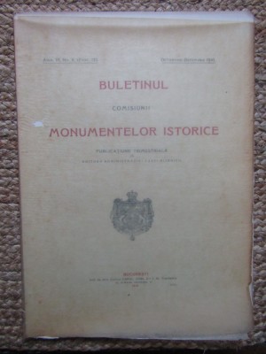 BULETINUL COMISIUNII MONUMENTELOR ISTORICE , PUBLICATIUNE TRIMESTRIALA ANUL III ,NO 4 FASC. 12 ,OCTOMBRIE-DECEMBRIE 1910 foto