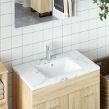 Chiuveta baie vidaXL albă ceramică ovală 52x38.5x19.5 cm cu preaplin, montare sub blat