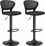 Set 2 scaune de bar, Vasagle, 40 x 42 x 85-107 cm, inaltime reglabila, rotire 360&deg;, otel/mesh, negru