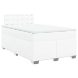 Cumpara ieftin Pat box spring cu saltea, alb, 120x190 cm, piele ecologica