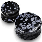 Cumpara ieftin Plug pentru urechi - Obsidian, piatră semiprețioasă de culoare neagră, marmorată - Lățime: 4 mm