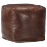Cumpara ieftin Taburet maro inchis 40x40x40 cm piele naturala de capra