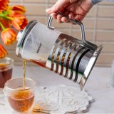 Infuzor pentru ceai si cafea, ceainic presa, capacitate 600 ml, din sticla, Kinghoff