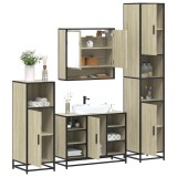 vidaXL Set de mobilier de baie din 4 piese din lemn de stejar Sonoma 3301241
