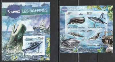 Burundi 2012 - Salvati Balenele S/S 1v + M/S NEDANTELATE 2v MNH foto
