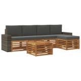 vidaXL Set de canapele de exterior cu pernă 6 pcs Natural și Antracit 3384278