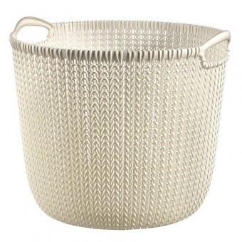 Coș rotund, impletit, Curver Knit 30L, crem, 40x39x33 cm foto