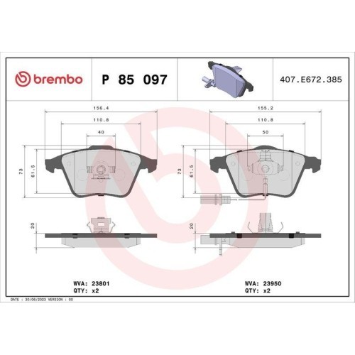 Placute frana Audi A4 B6 (8e2) 11.00-12.05, A4 B6 Avant (8e5) 02.00-12.05, A4 B6 Convertible (8h7) 01.02-12.09, A4 B7 (8ec) 11.04-01.09, A4 B7 Avant