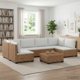 Cumpara ieftin 7 buc. Set de Lounge din Ratan cu Perne GENDT Ratan Natural