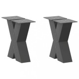 VidaXL Picioare pentru măsuță de cafea &icirc;n formă de X, 2 buc., antracit, 30x(30-31) cm, oțel