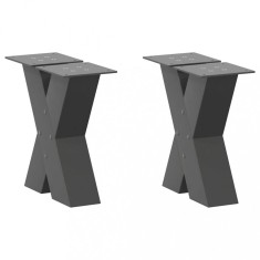 vidaXL Picioare pentru măsuță de cafea &icirc;n formă de X, 2 buc., antracit, 30x(30-31) cm, oțel 4012930