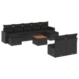 Cumpara ieftin Set canapele de gradina cu perne, 10 piese, negru, poliratan