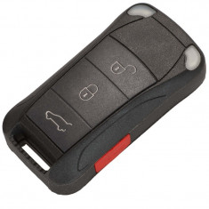 Cheie Auto Completa Techstar&reg; pentru Porsche Cayenne 2003-2011, 3 + 1 butoane, Negru