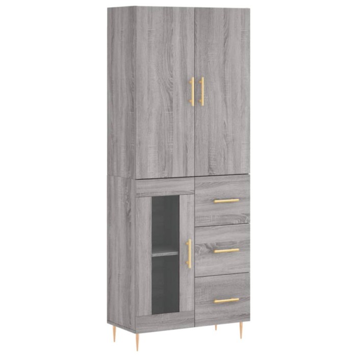 Dulap inalt, gri sonoma, 69,5x34x180 cm, lemn compozit