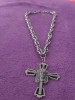 Crucifix cu lant bogat Vintage pentru gat,lant si crucifix vechi masiv argintat
