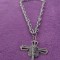 Crucifix cu lant bogat Vintage pentru gat,lant si crucifix vechi masiv argintat