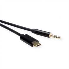 Cablu audio USB-C la jack stereo 3.5mm T-T Negru 1.8m, Roline 12.03.3217* foto
