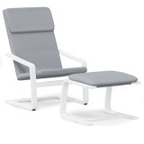 Cumpara ieftin Scaun de relaxare cu taburet, gri deschis, textil