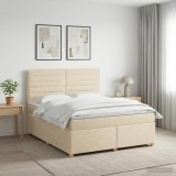 Cumpara ieftin Pat boxspring cu saltea cu headboard Crem 160 x 200 cm Tesatura