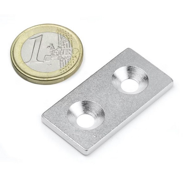 Placuta metalica cu doua gauri ingropate, 40x20x3 mm