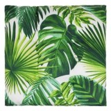 Pernă pentru scaun cu model frunze tropicale, 42x42 cm, albă cu verde, CMCLASS