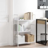 Etajera carti vidaXL, 3 rafturi, 60x27.6x90.5 cm, lemn prelucrat, alb - Biblioteca living
