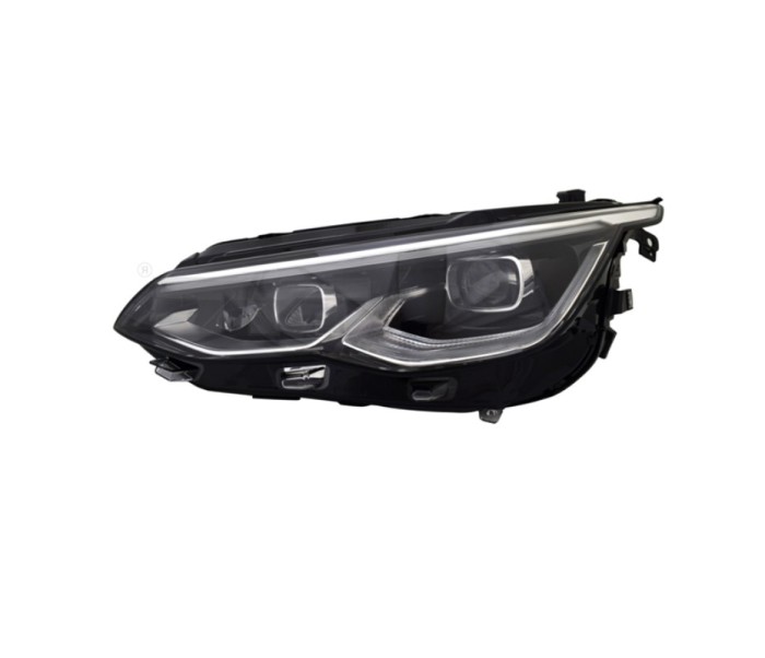 Far VW GOLF VIII, 11.2019-, partea stanga, TYC, lense; cu LED daytime running light; LED; electrical; silver rim; fara unitate control LED; cu motor;