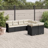 VidaXL Set mobilier de grădină cu perne, 8 piese, negru, poliratan 3250425