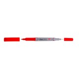 Marker permanent, slim, varf 1 mm/0.5 mm, varf subtire, rosu