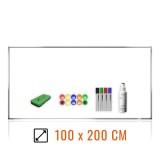 Pachet tabla magnetica alba 100&amp;#215;200 cm, cu accesorii incluse, VISUAL