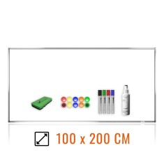 Pachet tabla magnetica alba 100&amp;#215;200 cm, cu accesorii incluse, VISUAL