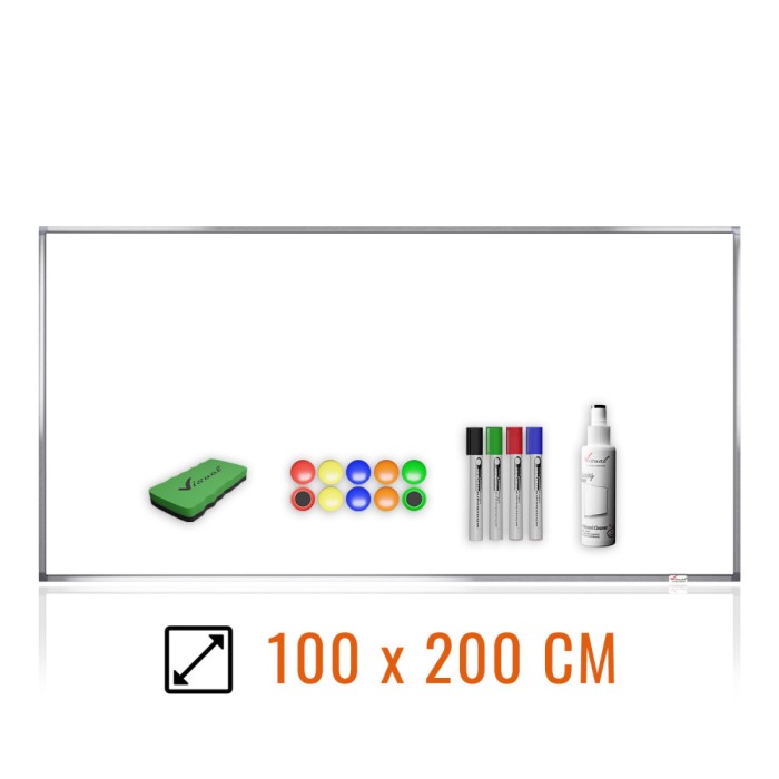 Pachet tabla magnetica alba 100&amp;#215;200 cm, cu accesorii incluse, VISUAL