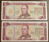 B11 3 - Bancnota foarte veche - Liberia - 5 dolari - 2003 - serii consecutive