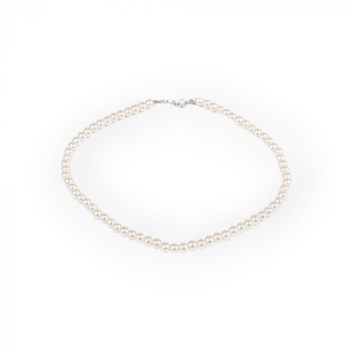 Colier din perle de sticla Crisalida, lungime 42 cm, Crem sidefat