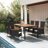 Set mobilier de gradina cu perne, 7 piese, negru, poliratan GartenMobel Dekor, vidaXL