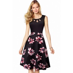 V808-115 Rochie eleganta cu decupaje si imprimeu floral
