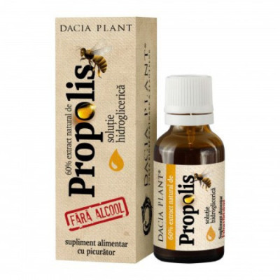 Propolis tinctura fara alcool cu picurator, 20ml, Dacia Plant foto