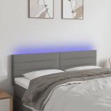 Cumpara ieftin Tăblie de pat cu LED, gri &icirc;nchis, 144x5x78/88 cm, textil
