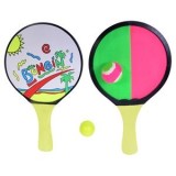 Rachete de plaja pentru copii din plastic, Set 2 buc + 2 mingi, 32.5 cm, Multicolore, CMCLASS