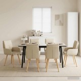 Cumpara ieftin Scaune de dining 6 buc. Tesatura Crem 60 x 56 x 93 cm