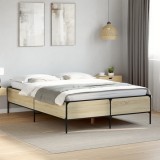 VidaXL Cadru de pat, stejar sonoma, 160x200cm, lemn prelucrat și metal