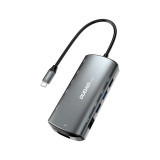 HUB Multifuncțional Dudao 11in1 USB Type C - USB Type C PD 60 W / HDMI / Mini Mufă De 3,5 Mm / 1x USB 2.0 / Cititor De Carduri SD Micro SD / VGA / RJ4