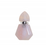 Pandantiv cristal natural cuart roz sticluta model 2 cu agatatoare argintie 45cm, Stonemania Bijou