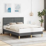 vidaXL Cadru de pat cu headboard Gri &icirc;nchis 140 x 200 cm Țesătură 42027798