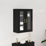 VidaXL Dulap suspendat cu uși din sticlă, stejar negru, 69,5x34x90 cm