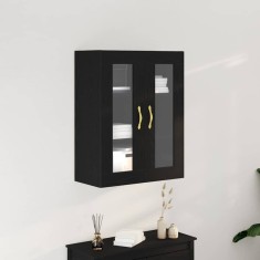 vidaXL Dulap suspendat cu uși din sticlă, stejar negru, 69,5x34x90 cm