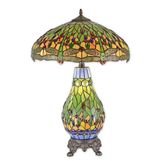 Lampa mare Tiffany din bronz cu decoratiuni colorate TA-119