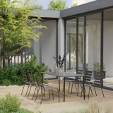 vidaXL Set mobilier pentru grădină, 7 piese, gri &icirc;nchis, oțel 3074477