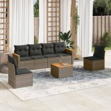 Gossi set canapele de gradina, 7 piese, cu perne, gri, poliratan
