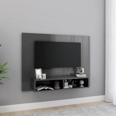 vidaXL Comodă TV de perete, gri extralucios, 120x23,5x90 cm, PAL foto